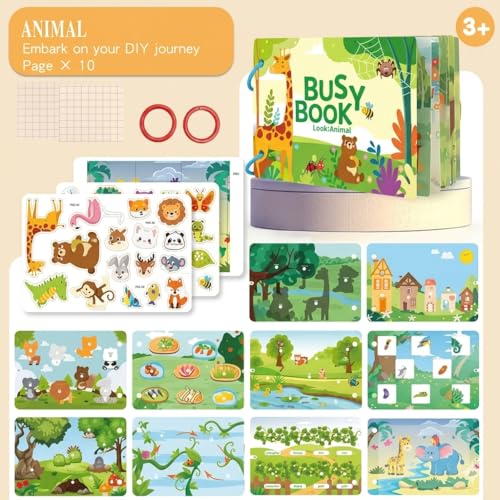 Image of Toddler Busy Book - Activity Binder for Kids 3+ Years | Montessori Learning Busy Board | Activity Book | Educational Toy | Easy to Carry Travel Book | Return Gift for Kids (Animal)