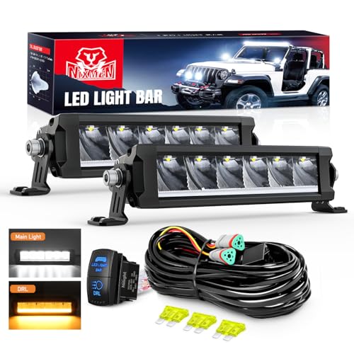 Image of Nilight LED Light Bar with Amber DRL 2 PCS 30 W 9 Inch Single Row Lights