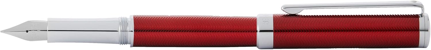 Sheaffer Intensity Engraved Red Lacquer w/Chrome Trim and Medium Nib Fountain Pen w/Red Bottle Ink Giftset