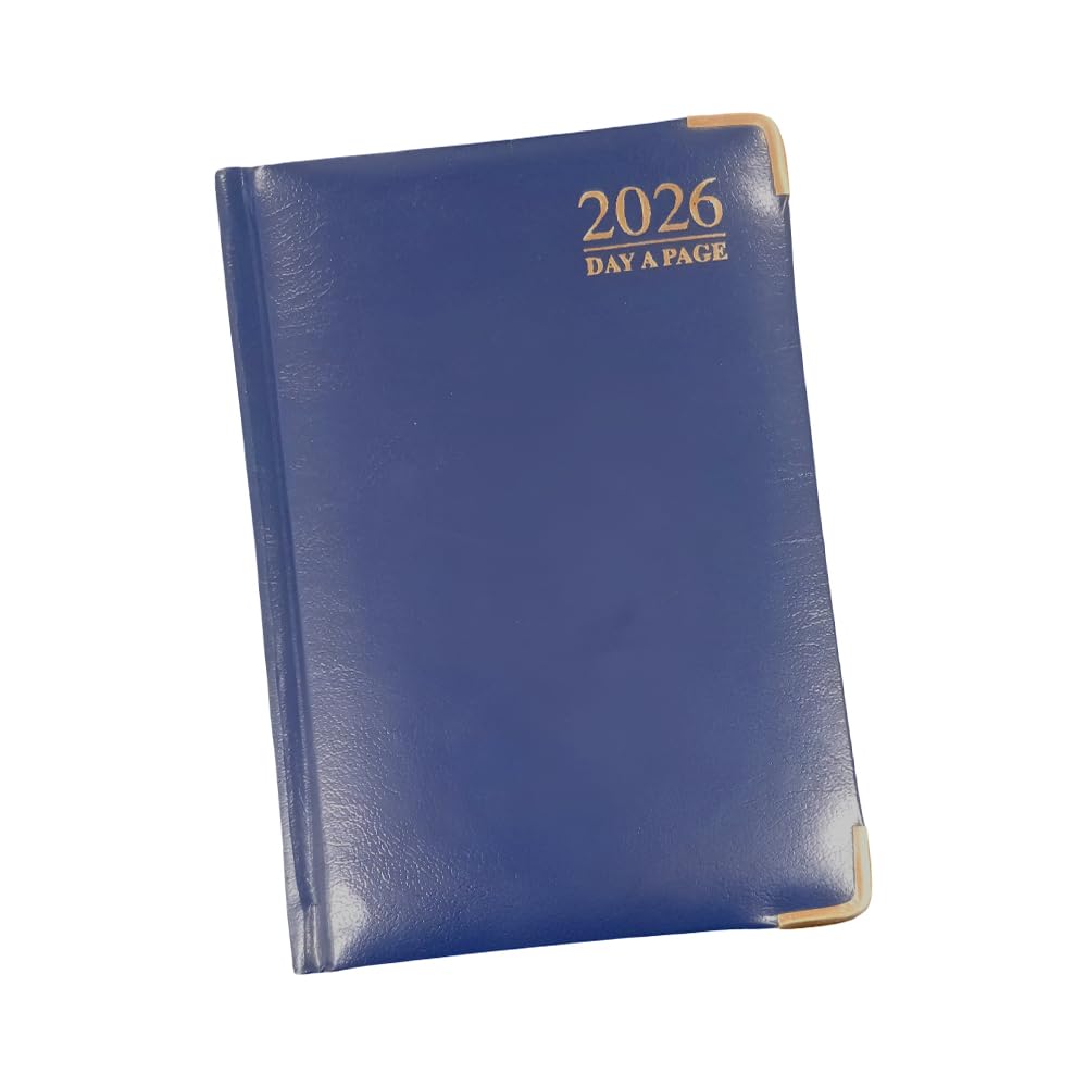 1ABOVE 2026 Premium Quality A6 Day to Page Diary | Hardback Gilt Edges Metal Corners | 60gsm-Paper - for Home and Office Use (BLUE)
