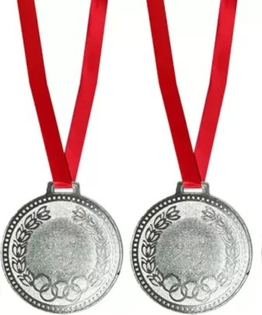 2-Inch Silver Sports Medals - Pack of 2 for School Events-picture-25