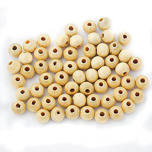 SNAPPSY 2x100pcs Natural Unfinished Round Wooden Bead W/Hole Ball for DIY Craft Findings-picture-5