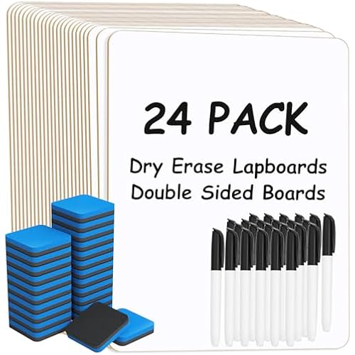 MaxGear Double Sided Dry Erase Board, 9'' x 12'' Small White Board, 24 Pack
