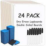 MaxGear Small White Board 24 Pack Dry Erase Boards, 9''x 12'' Mini Whiteboard Double Sided Portable Whiteboards for Students and Teachers School Supplies Lapboards Including 24 Markers and 24 Erasers