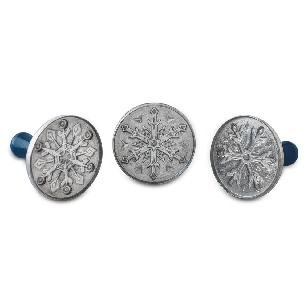 Nordic Ware Snowflake Cookie Stamps (Set of 3), Sturdy Cast Aluminium Cookie Stamp Set, Cookie Press Set Made in The USA, Sturdy and Durable Biscuit Maker Press Set, Grey/Blue
