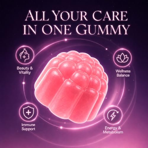 Image of All-in-One Women's Multivitamin Gummies with Complete Vitamin & Mineral Complex, Herbal Blends for Energy, Overall Health, High Potency Hair Skin and Nails Vitamins, Strawberry Flavor, 2 Pack