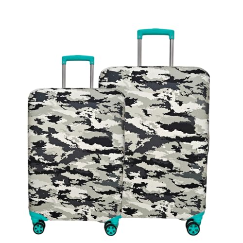 Image of Printed Polyester Suitcase Cover Stretchable Luggage Protector Trolley Bag Cover Travel Accessory (Fougi Black White-S,M)