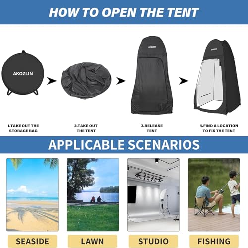 AKOZLIN Portable Pop Up Shower Privacy Shelters Instant Tent Dressing Changing Outdoor Camping Toilet Tent - Thumbnail 3