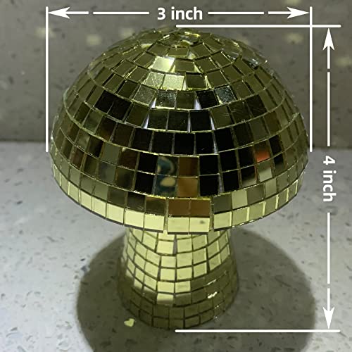 Mxkoso Mushroom Disco Ball For Bar, Party, Room, Table Decor - Mirror Disco Ball Mushroom Shape Home Art Decorations (Gold 4 Inch) #TOP1