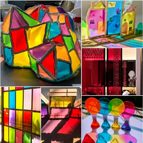 10 STK Farbfolien für Scheinwerfer, Farbfolien Gel Farbfilter Filter Film, Transparent Farbkorrektur Fenster Folie, 10 Farben Farbfilm Folie Hitzebeständig für Lampe Scheinwerfer Foto Studio LED