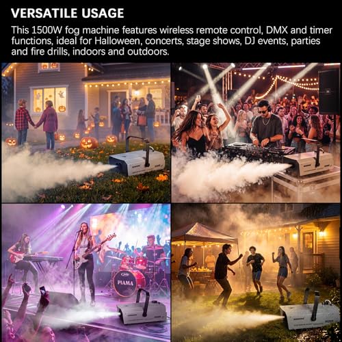 Machine à brouillard 1500 W programmable avec minuterie et DMX512