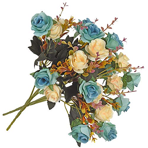 Moomass Artificial Flowers,2 Packs Of Artificial Roses.24 Little Rose Silk Flowers. Plastic Flowers,Plants For Home Hotel Wedding Christmas Tables Decorations. Peacock Green #TOP1