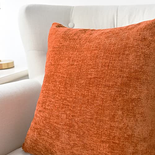 Calitime Throw Pillow Covers Modern Multi-Color Matching Cozy Soft Chenille Cushion Cases Shells For Couch Sofa Home Decor, 18 X 18 Inches - Pack Of 4, Gold Taupe Smoke Blue Burnt Orange #TOP5