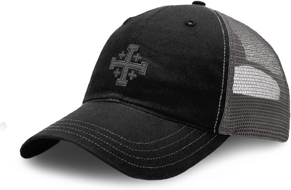 Richardson Soft Mesh Cap Hat Embroidered Jerusalem Cross Crusader Jesus Christ God Cotton