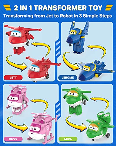 Super Wings Toys, Transformer Toys 2 Inch, Airplane Toy For Kids 3-5 Years Old, 15 Packs Transforming Jet Playset, Real Mobile Wheels, Birthday Party Supplies For Preschool Boys And Girls #TOP1