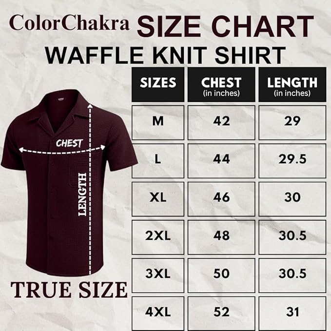 Image of Casual Waffle Knit Shirt for Men Stylish Half Sleeve Mens Shirts M to 3XL