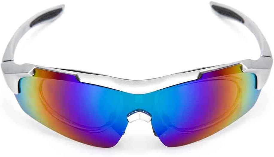 Sports Cycling Sunglasses for Men Women Cycling Riding Running Glasses (Silver)