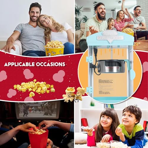 Image of 8oz Countertop Popcorn Machine, Popcorn Maker Machine with Steel Kettle, Tabletop Pop Corn Machine Includes 3 Scoops, Theater Style Popper for Home Movie Night, Concession Stand, Blue