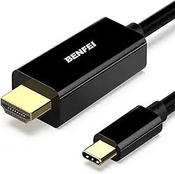 Cabo USB-C para HDMI 1,8 m, plug and play, compatível com Thunderbolt 3/4, MacBook, iPad, Chromebook, Samsung, Dell, conecta notebook a TV, monitor e projetor com áudio e vídeo