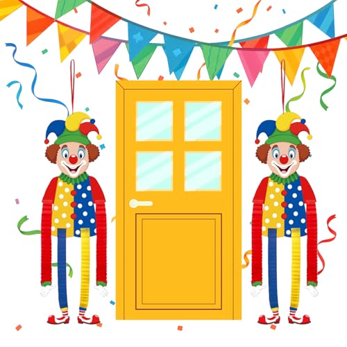 GWAWG Ghirlanda di Clown Carnevale 2 pezzi, striscione da parete colorata da appendere per feste, compleanni, carnevale, circo, Halloween, decorazione da parete, porta per bambini e adulti