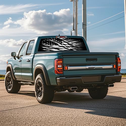 Image of Rear Window Decals for Trucks - 65x22 in Back Window American Flag Decals Fit Most Pickup Trucks SUV, Vinyl Back Window Decal Truck Rear Window Graphics for Personalized Decoration- American Flag -18