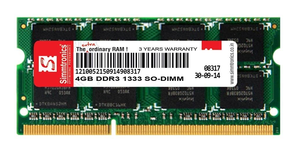 Simmtronics 4GB DDR3 Ram for Laptop with 3 Years Warranty (1333 Mhz) (B09NMFR5GK) Amazon Price History, Amazon Price Tracker