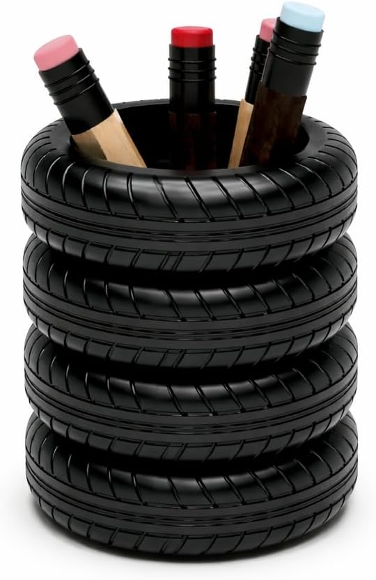 Tire-Inspired Desk Organizer Pen Holder, Car Enthusiast Office Decor, Automotive Style Pencil Cup for Home Office or Garage Desk