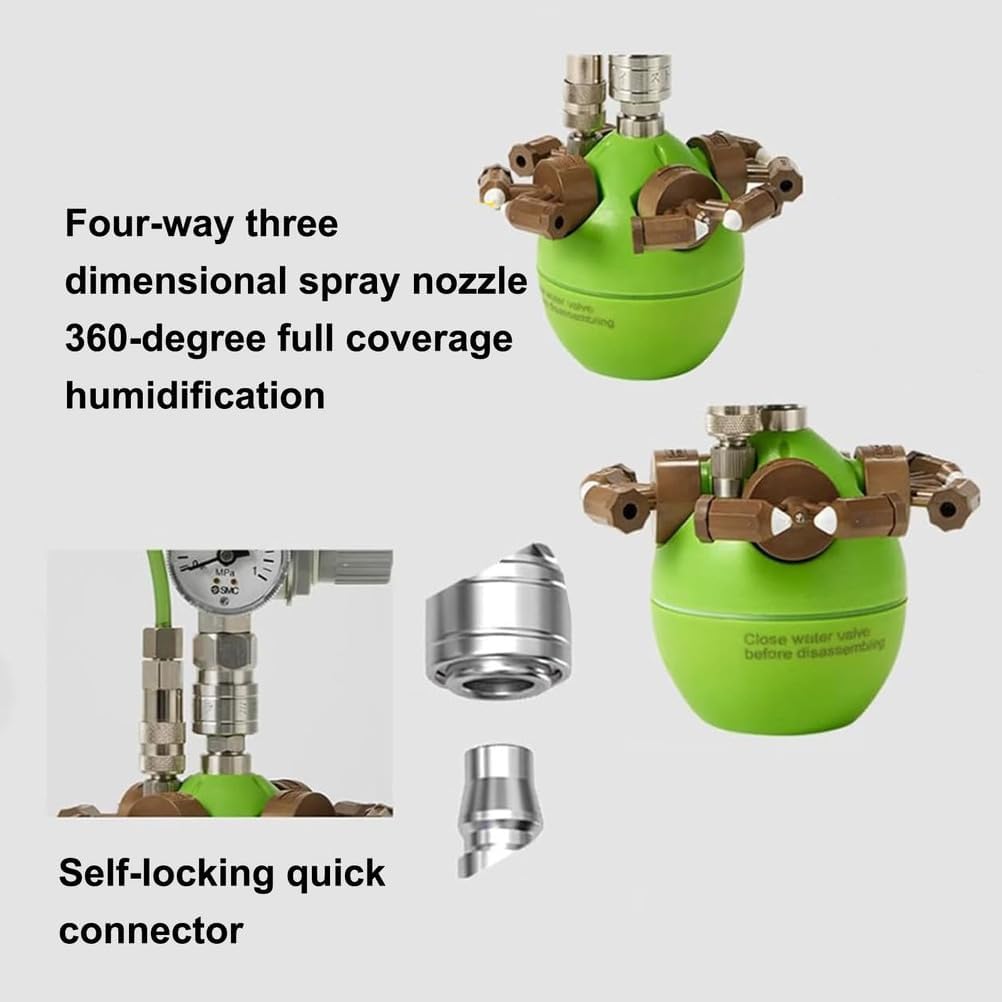 Flowers Farms Dry Mist Humidifier with 4 Mist Outlets, Gasification Dry Mist Hybrid Industrial Humidifier 3-5 Micron Gasified Dry Mist for Factories Workshops