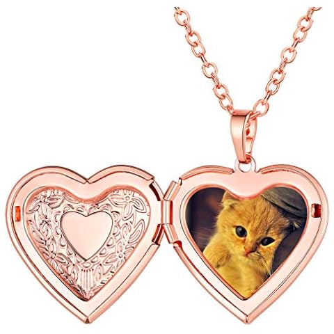 FaithHeart Herz Anhänger für Damen Rosegold Medaillons Damen schmuck mit Geschenkbox für Verlobung/Hochzeit/Jubiläum/Muttertag Cover