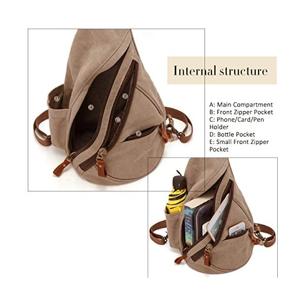 Canvas Sling Bag - Small Crossbody Backpack Shoulder Casual Daypack Rucksack for Men Women Outdoor Cycling Hiking Travel - Image 4