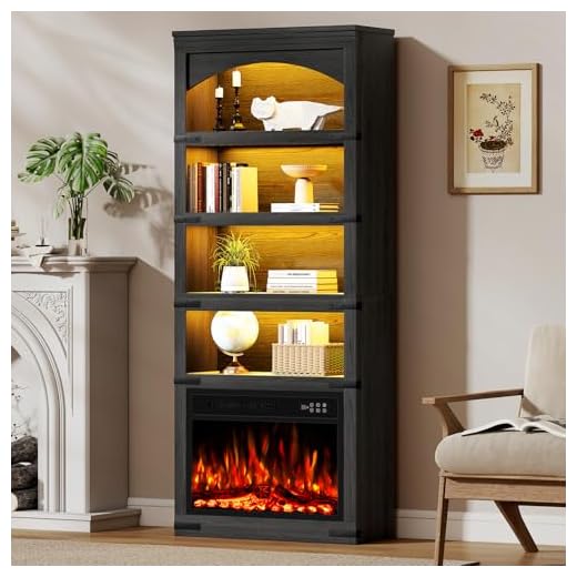 Elegant Electric Fireplace and Bookshelf Combo