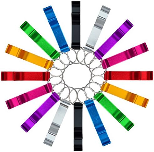 cnomg 16 pcs 8 Colored Metal Bottle Opener, Split Key Ring Chain Keychain Bulk Aluminum Pocket Claw Bar Soda Beverage Beer Bottle Opener