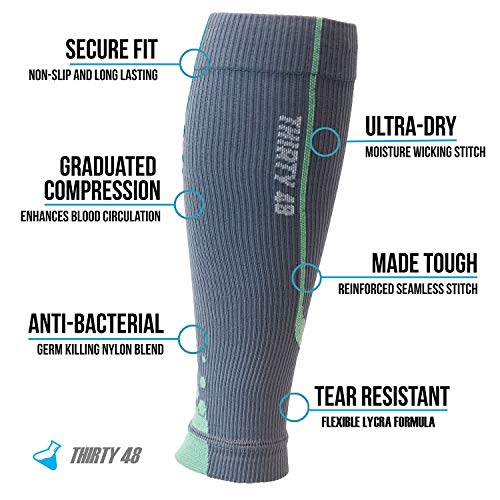 Thirty48 Graduated Calf Compression Sleeves 15-20 Or 20-30 Mmhg | Maximize Fast Recovery By Increasing Oxygen To Muscles #TOP1