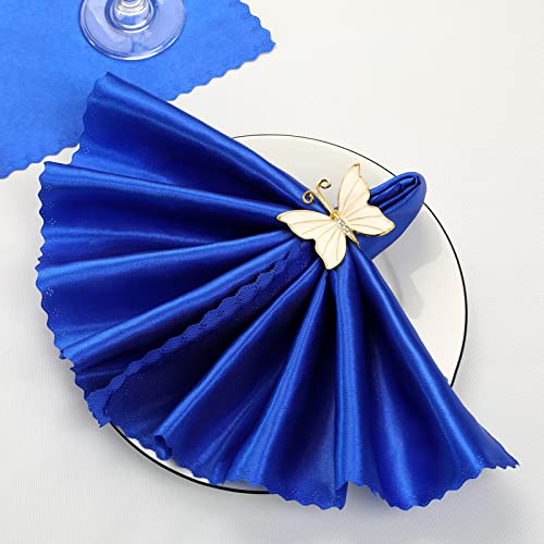 Siinvdabzx 60 Pieces Royal Blue Cloth Napkins Scalloped Edges Decor, 17X17 Inches Square Satin Napkins Silky Soft Polyester Dinner Napkins For Wedding Banquet Restaurant Decoration #TOP4