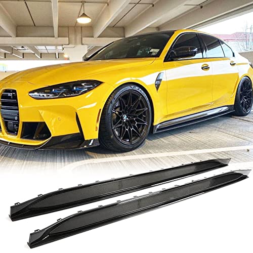 MCARCAR KIT G80 Real Carbon Fiber Side Skirts for BMW 3 Series G80 M3 2021-2024 Sedan 4Door Under Door Rocker Panels Valance Extension Lip