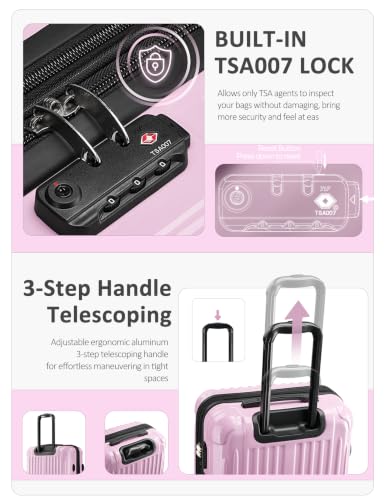 Image of Checked Luggage Hardside Suitcase with Spinner Wheels, 24in