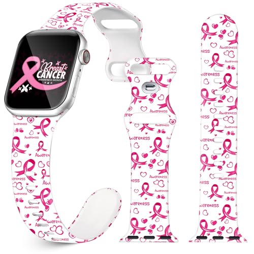 Breast Cancer Dog Paw Checker Pattern Watch Band for Apple Watch Pink ribbon Awareness Design Strap Replacement for iWatch 1 2 3 4 5 6 7 8 9 10 Ultra 38mm 40mm 41mm 42mm 44mm 45mm 46mm 49mm for women (Breast Cancer A 38/40/41/42mm(Series 10))