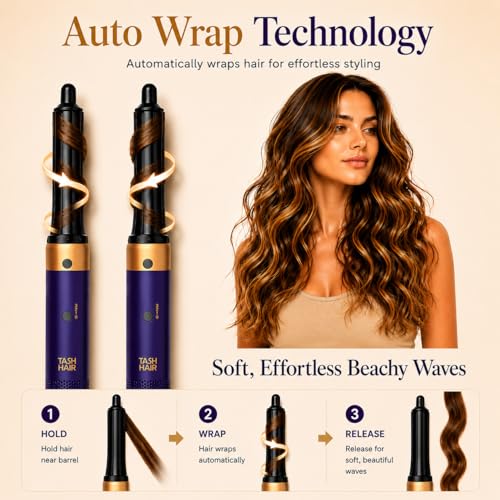 Image of Tash Hair 4 in 1 AirStyler- Auto Wrap Curlers, Volumizing Brush & Blow Dryer | 50% Less Heat Damage, 1200 Watts, 3 Heat Modes, 360 Airflow, Ionic Technology- All in One Styler (1 Year Warranty)