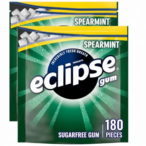 ECLIPSE Spearmint Sugar Free Chewing Gum, Bulk Pack, 180 Piece Bag (Pack of 2)