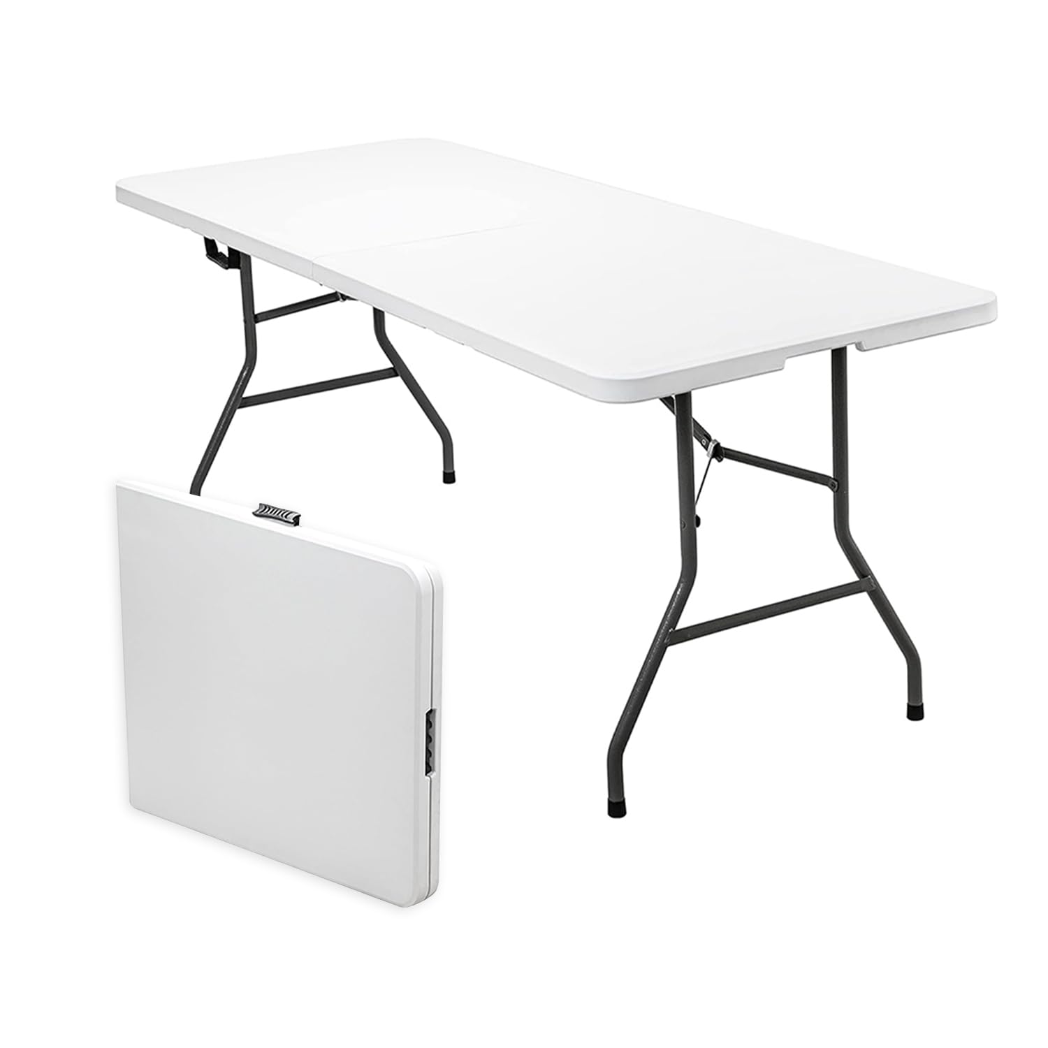 Clori Tavolo Pieghevole Portatile: Ideale per Giardino, Campeggio e Buffet, Leggero, Salvaspazio, Durevole, con Sistema di Blocco di Sicurezza, Fino a 6 Persone - 180x70x74 cm
