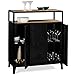 IDMarket - Meuble de Bar Buffet 3 Portes Ester en métal Noir et Plateau Bois