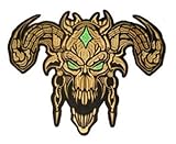 klicnow Patch per Il Diavolo (Beige/Oro) Ricamato (Grande) 31 cm x 25 cm