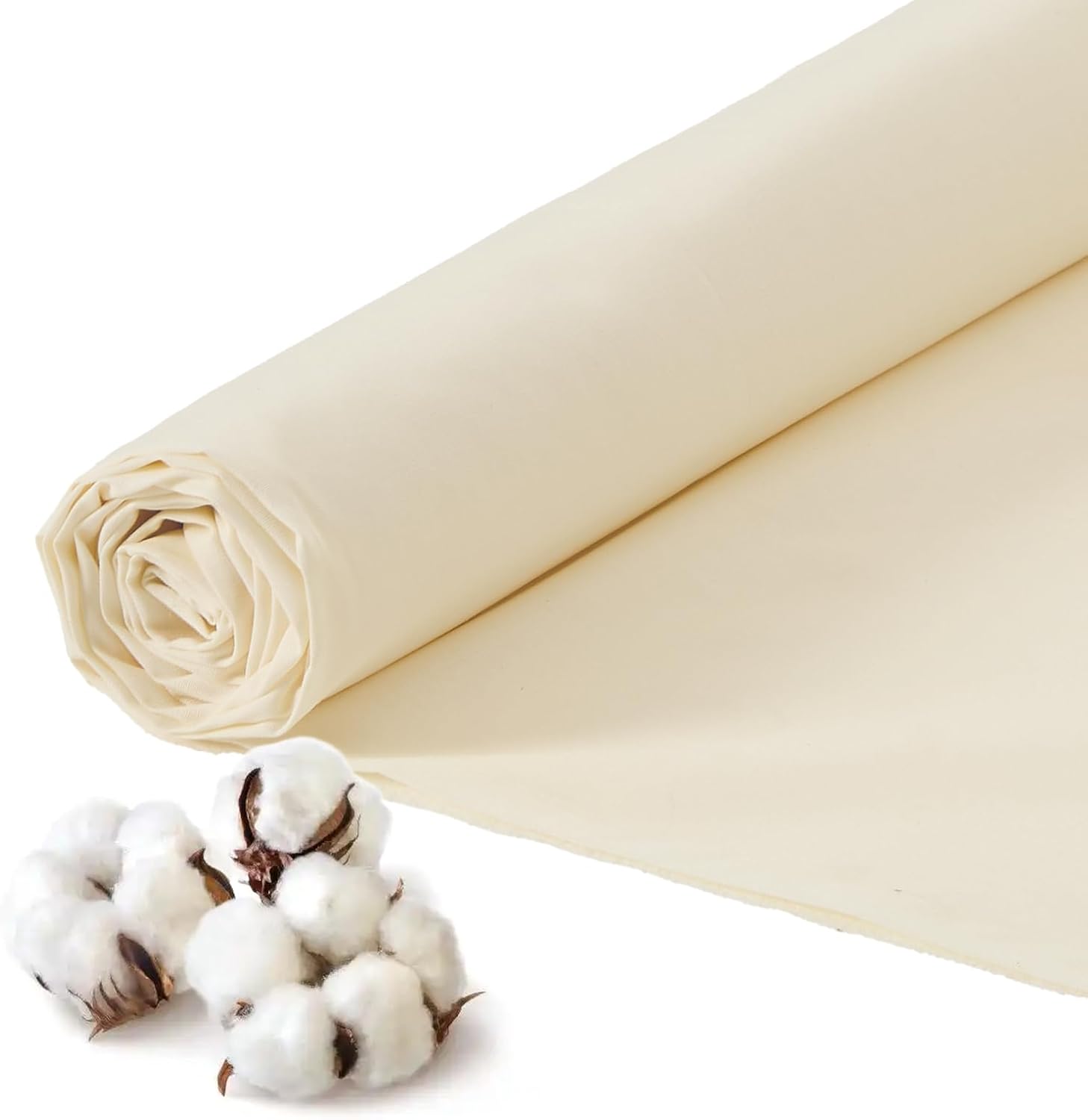 Q&J Fabric Co. 100% Cotton Fabric by The Yard 60'' Wide x 5 Yards, Natural Muslin Fabric Nearly Medium Weight Material for DIY Sewing Apparel Cloth, Quilting, Soft Embroidery Cloth, Garments (Beige)