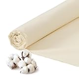 100% Cotton Fabric by The Yard 60'' Wide x 2 Yards, Natural Muslin Fabric Nearly Medium Weight Material for DIY Sewing Apparel Cloth, Quilting, Soft Embroidery, Garments (Beige)