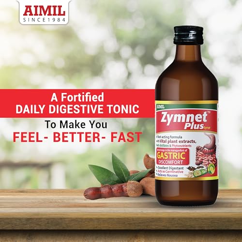 Image of AIMIL Zymnet Plus Syrup - 200ml | Ayurvedic Digestive Syrup for Gastric Discomfort & Acidity | Carminative Herbal Digestant Tonic to Control Nausea and Relieve Abdominal Pain