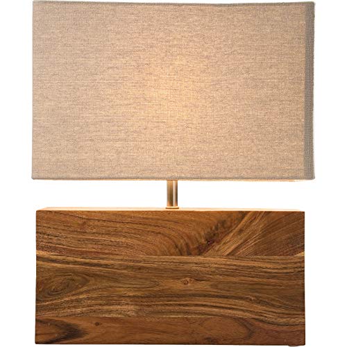 Kare Design Tischleuchte Rectangular Wood Nature, Lampe aus Massivholz, Nachttischlampe, Schreibtischlampe, Braun (H/B/T) 43x74x42cm