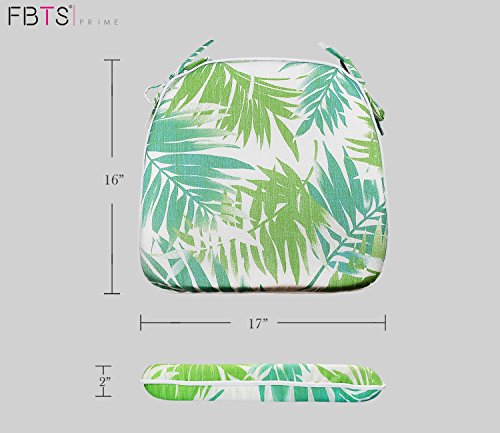 Fabritones Outdoor Seat Cushions Green Leaves Set Of 2 Patio Chair Cushions With Ties 16X17 Inch Square Chair Pads #TOP2