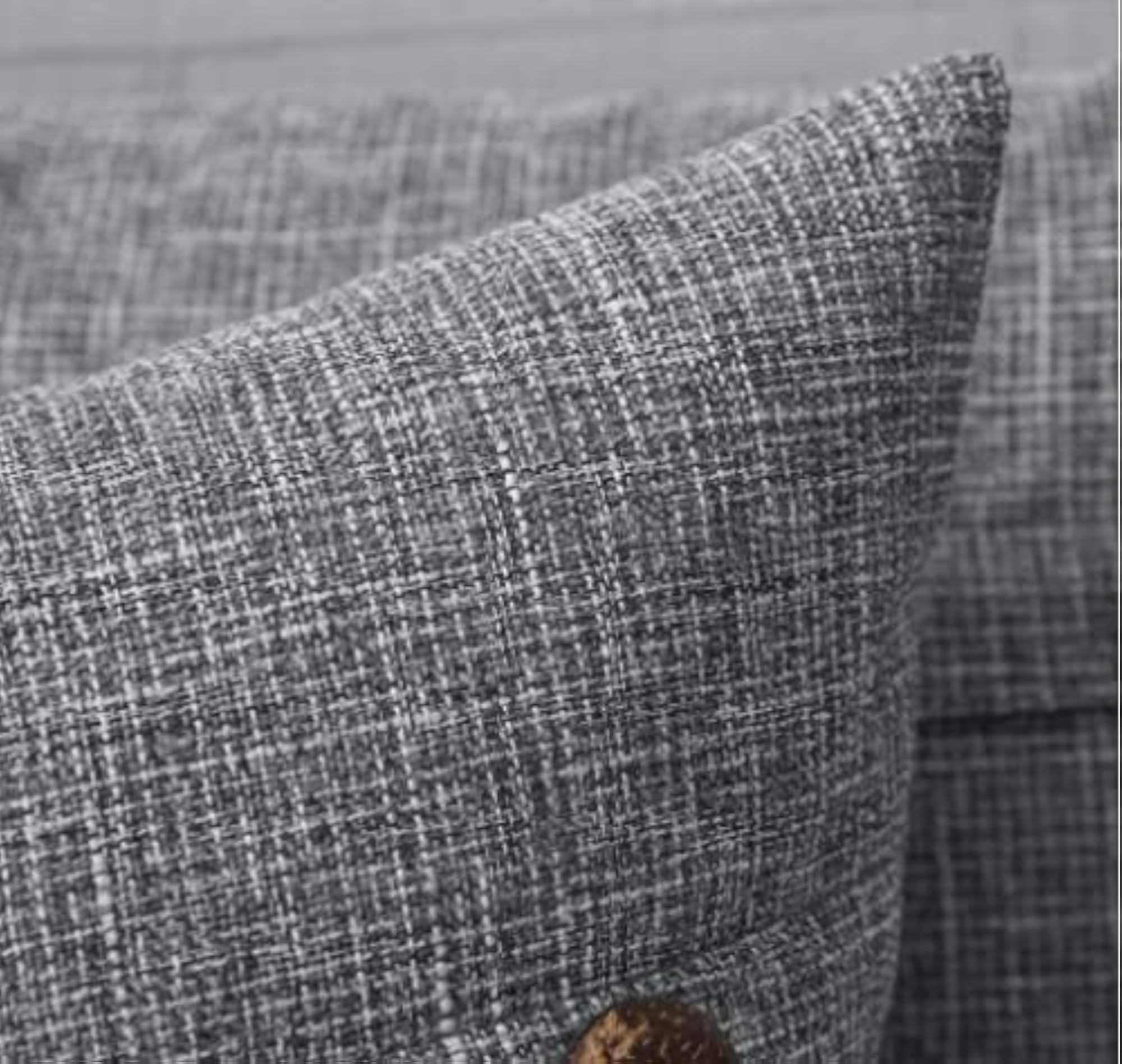 Jute Cushion Covers with Button, Set of 4, Grey