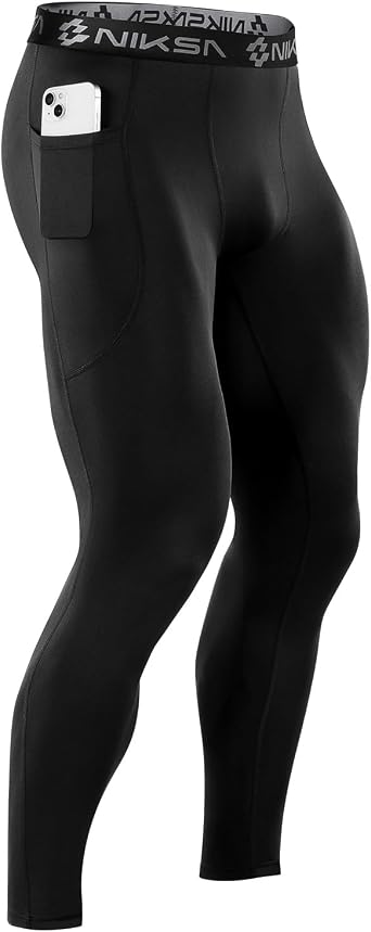Niksa 1/3 Pack Men's Compression Pants, Performance Athletic Sports Leggings Gym Tights for Running Yoga Workout Sports