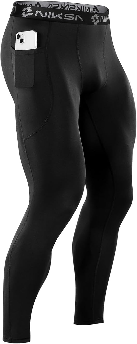 Niksa 1/3 Pack Men's Compression Pants, Performance Athletic Sports Leggings Gym Tights for Running Yoga Workout Sports